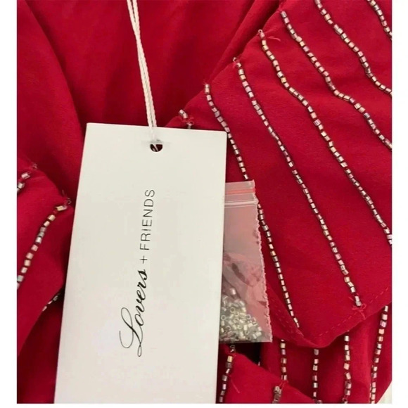 Revolve Lovers + Friends Jenny red beaded ruffle mini dress - Picture 5 of 8